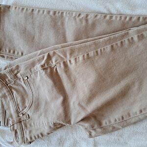 Tan Straight Leg Jeans with Soft Denim Texture